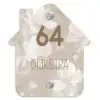 Beige bloemen - Modern Naambord Huisje klein -3d