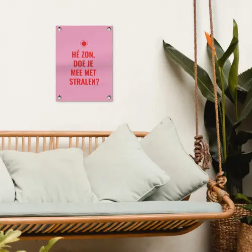 Roze - Zon - Quote tuinposter los doek klein -sfeer7