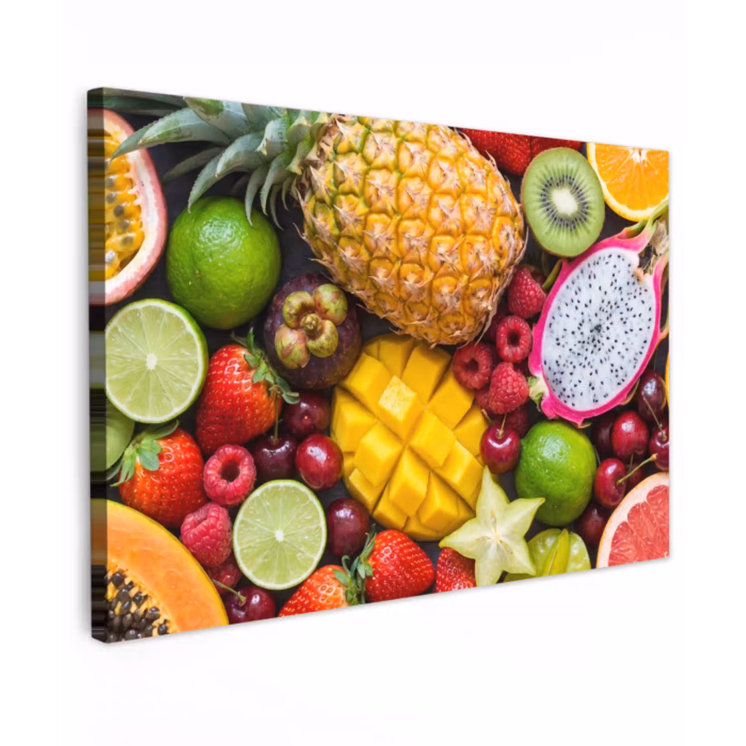 Fruit - Assortiment - Vers - Gezond - Kleurrijk Tuinposter op houten frame 2 cm dik klein -3d