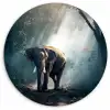 Olifant - Dieren - Licht - Bos - Natuur - Wilde dieren Wandcirkel kunststof plaat 5mm dik klein -3d