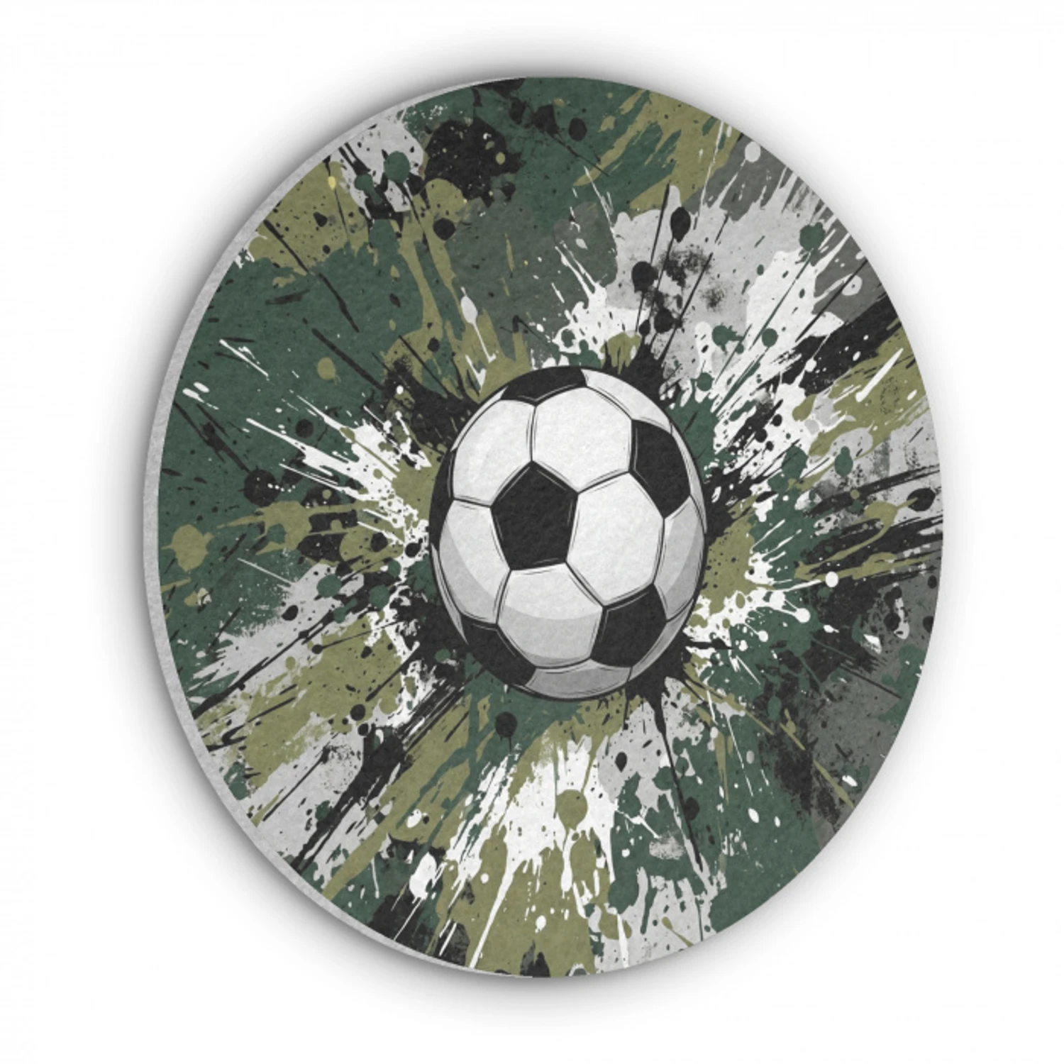 Voetbal - Verf - Spetters - Groen Akoestische PET Vilt - Rond klein -3d