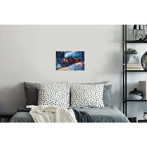 Trein - Kerst - Sneeuw - Kersttrein Muursticker klein -slaapkamer