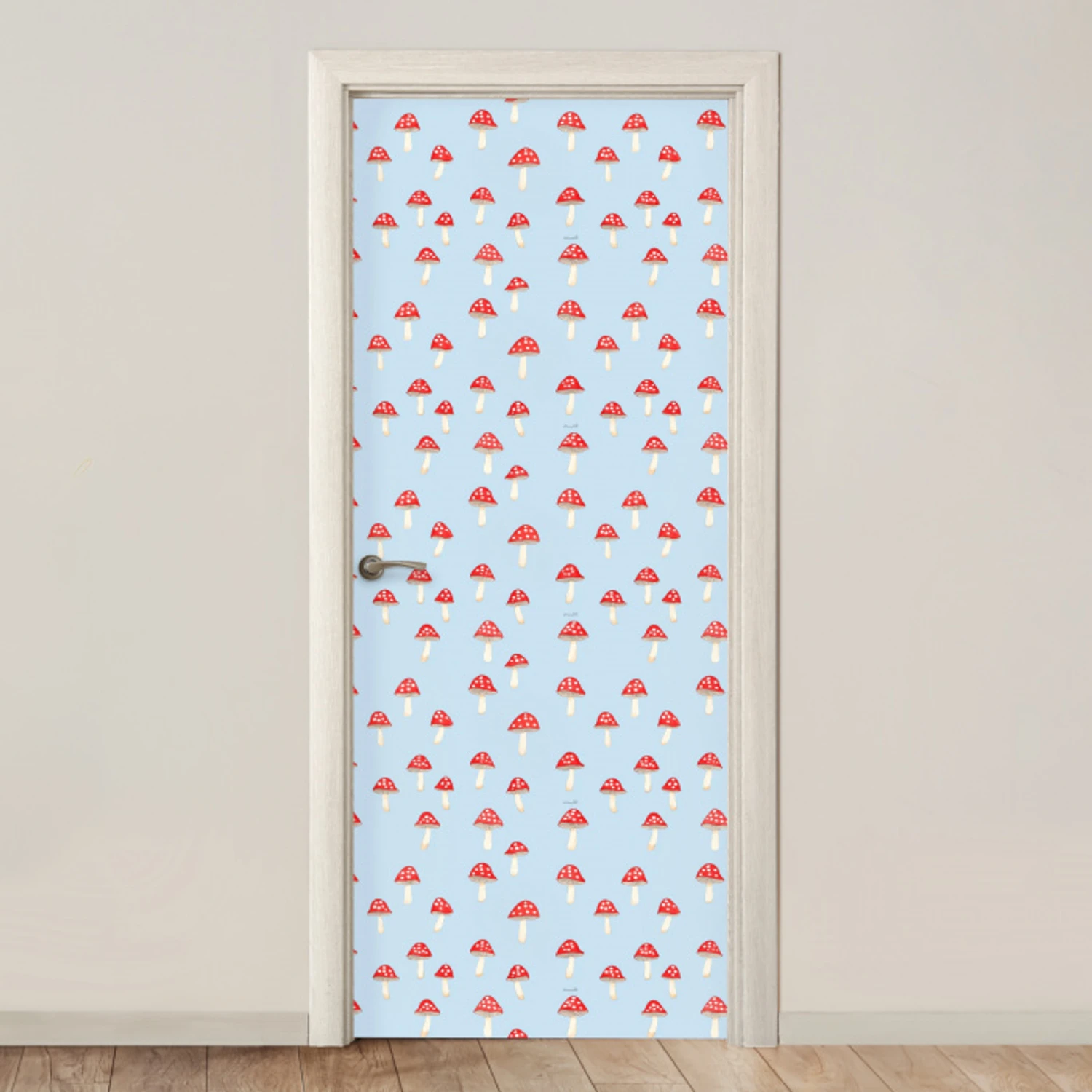 Paddenstoel -Sprookje - Blauw deurposter klein 289 -3d_beige