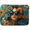 Vrouw - Bloemen - Oranje - Blauw - Modern laptophoes neopreen klein -zkaufland3dotto