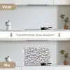 Wit - Kiezels - Egaal keuken achterwand spatscherm klein 900 -voor_na_NL
