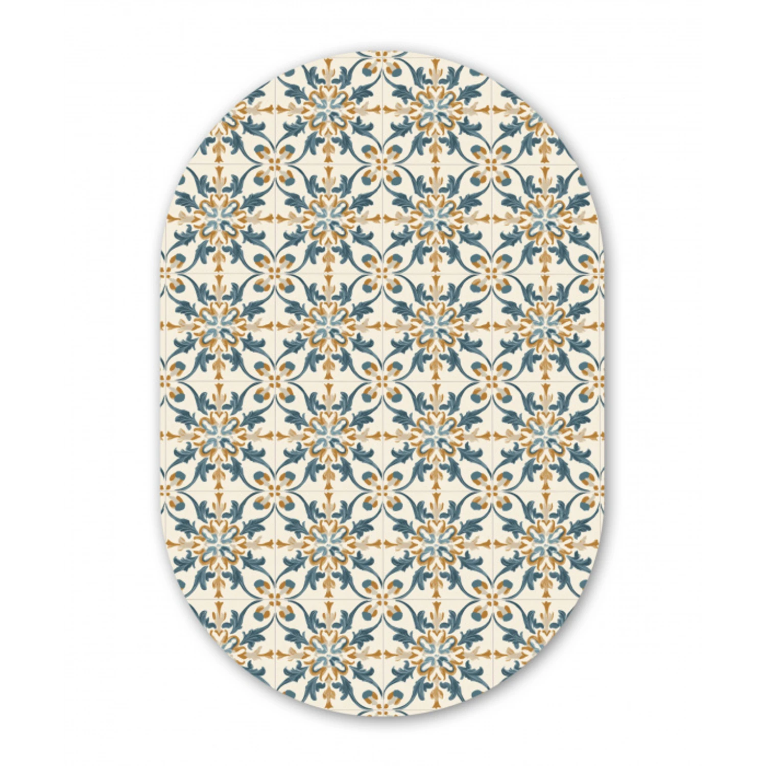 Patroon - Klassiek - Kleurrijk Wandcirkel Ovaal Aluminium middel 839 -3d