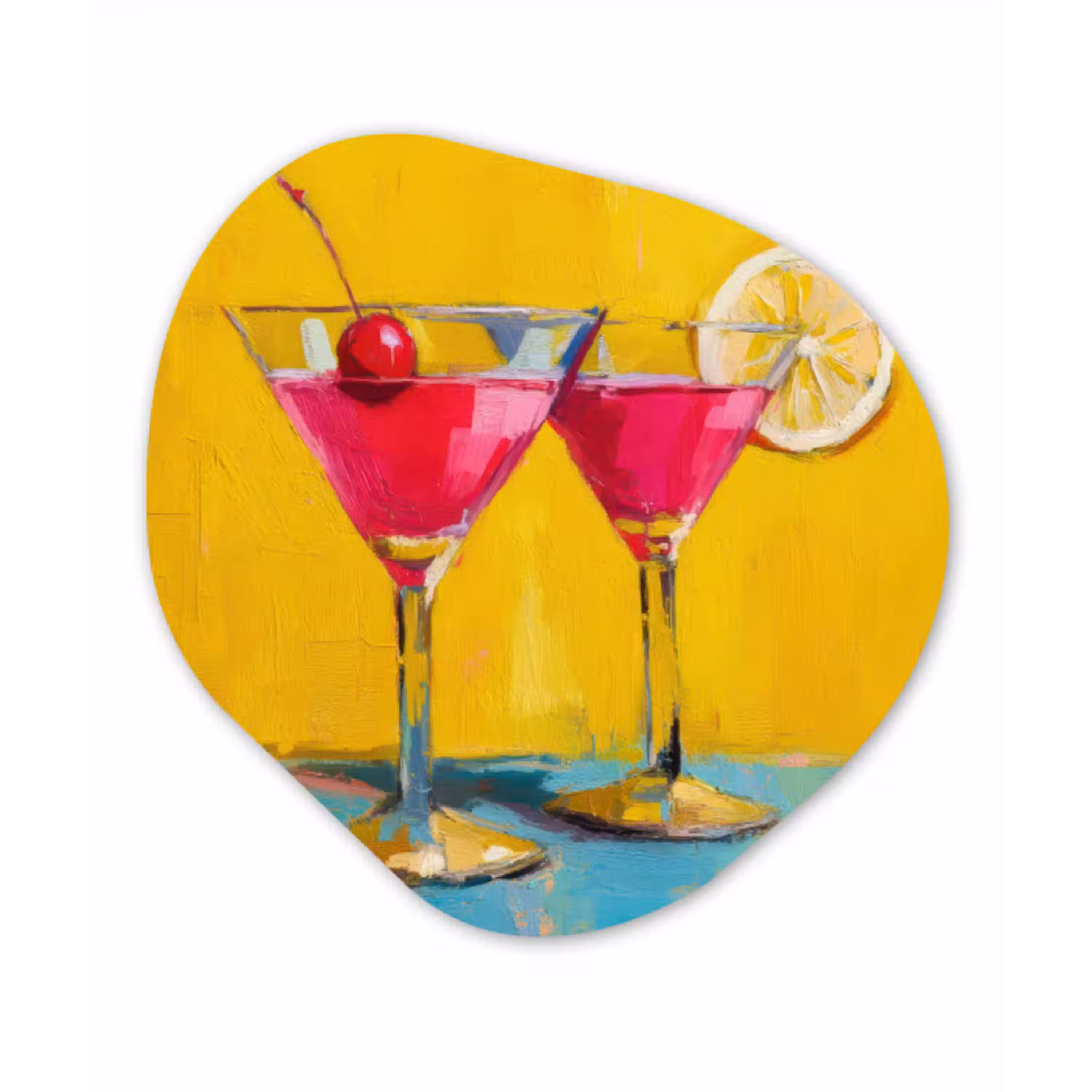 Glazen - Cocktail - Citroen - Kers Wandcirkel Organisch Plexiglas middel -3d