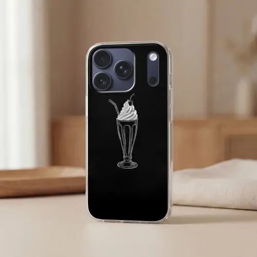 Ijscoupe - Kers - Krijtstijl - Slagroom Telefoonhoesje iPhone 17 Pro klein -sfeer2