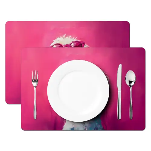 Pink - Hond - Bubbel Placemat vinyl groot -zzsfeer2_Kitchenyeah-website