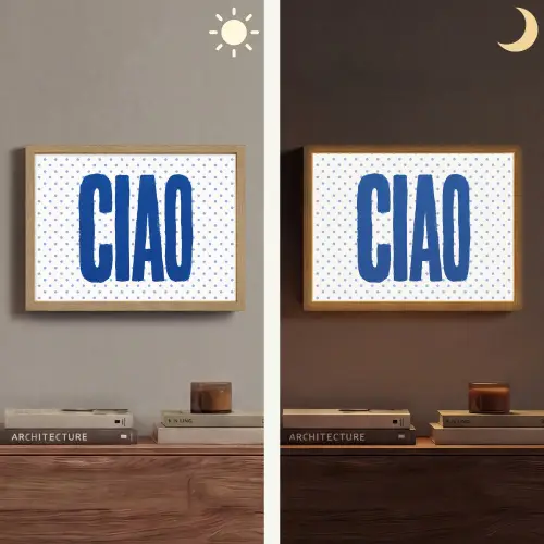 Ciao - Blauw - Stippen Light Box met batterij (Wandlamp) middel -sfeer3