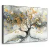 Boom - Modern - Abstract - Goud - Zwart - Wit Textielframe - compleet frame klein -3d