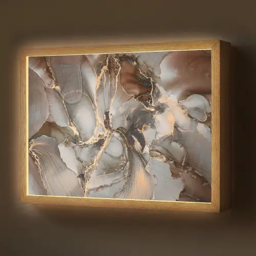 Grijs - Goud - Marmer - Marmerlook Light Box met batterij (Wandlamp) middel -z3d_website