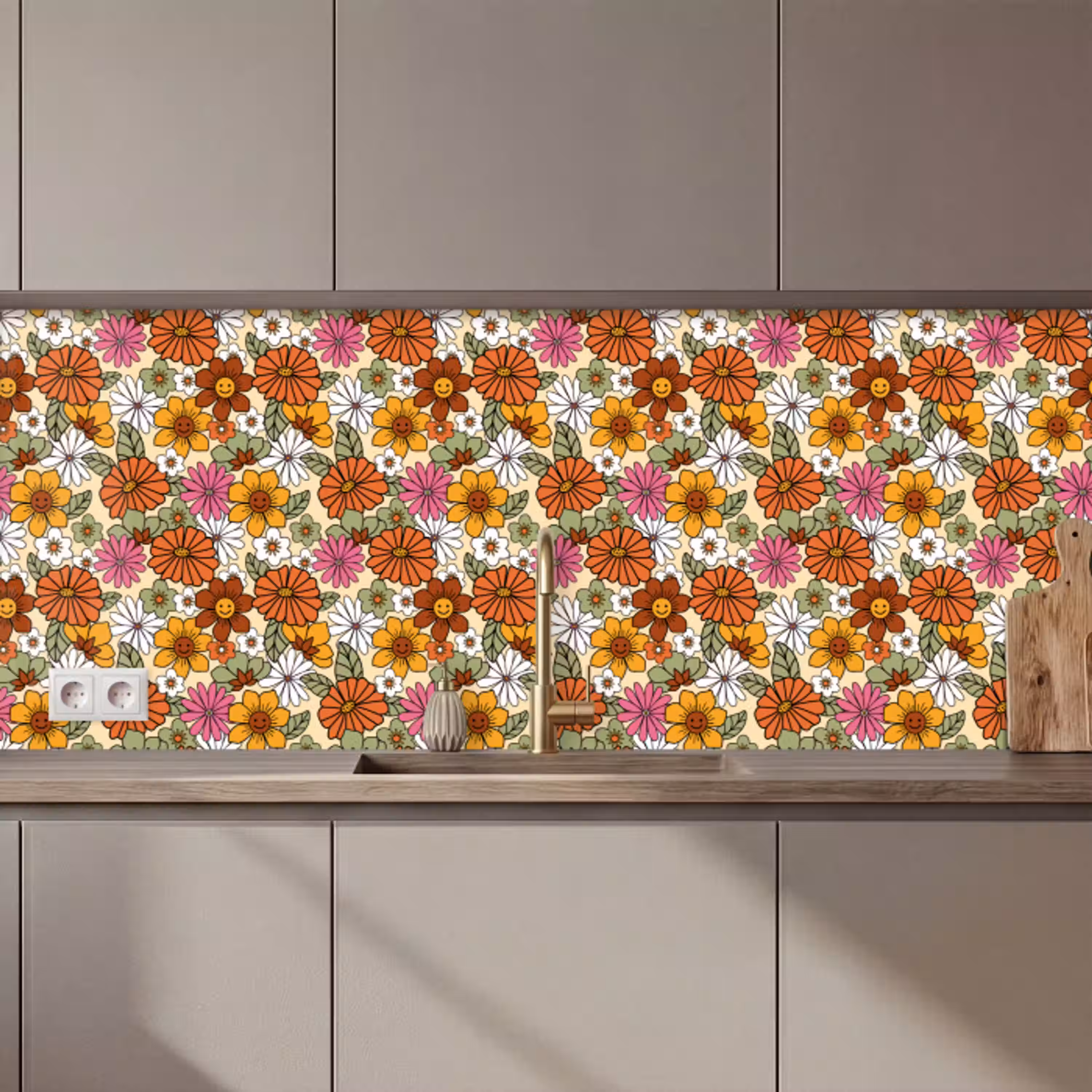 Vintage - Bloemen - Patronen keuken achterwand 2 middel 871 zz_3dshopping