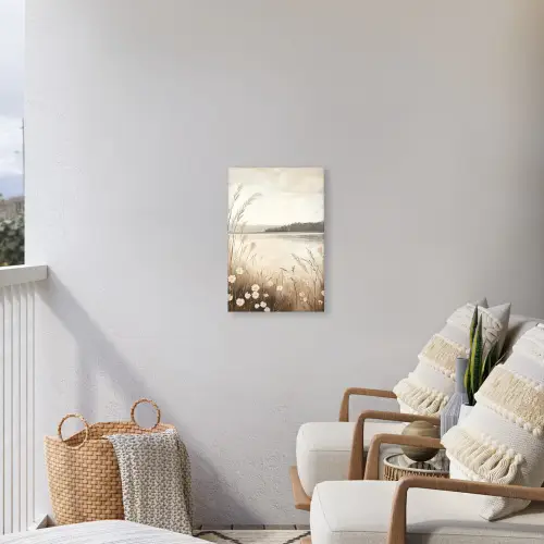 Meer - Water - Natuur - Beige Tuinposter op houten frame 2 cm dik klein -sfeer1