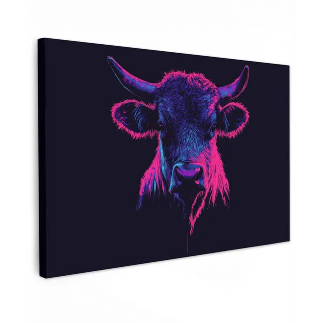 Buiten canvas - Stier - Neon - Zwart - Kleur