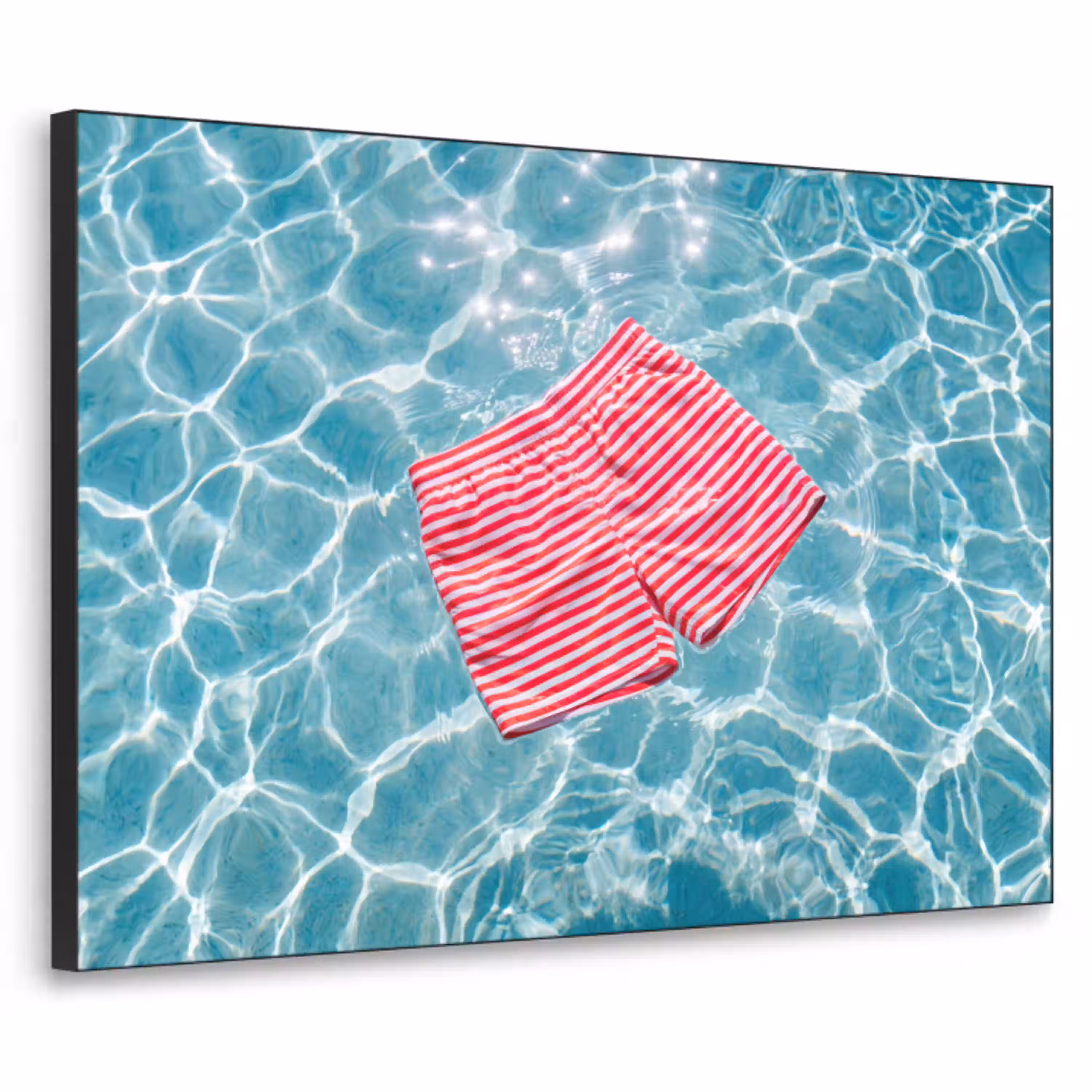 Zwemkleding - Gestreept - Water - Zomer - Rood-wit Textielframe zwart klein -3d