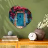Deur - Hout - Bloemen - Blauw Wandcirkel Organisch Forex 3mm klein -sfeer2