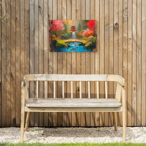 Serene Japanse Tuin Tuinposter op houten frame 2 cm dik klein -sfeer4