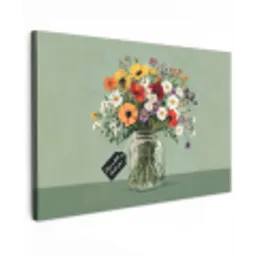Bloemen - Vaas - Kaartje Tuinposter op houten frame 2 cm dik klein -3d