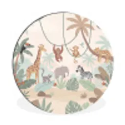 Jungle - Dieren - Groen Wandcirkel aluminium klein -3d