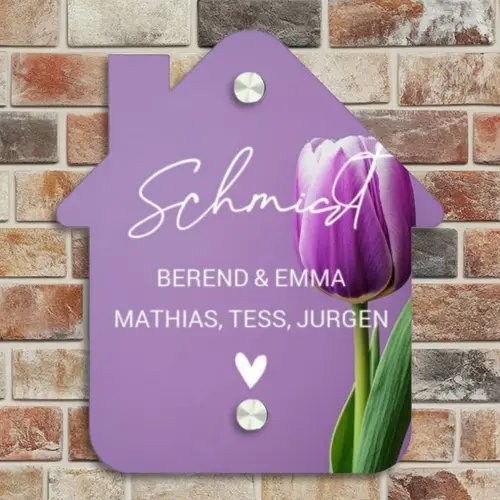 Paarse tulp - Sierlijk Naambord Huisje klein -sfeer6