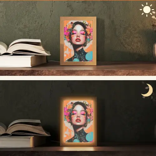 Portret - Vrouw - Abstract - Bloemen Light Box met kabel (Tafellamp) klein -sfeer3