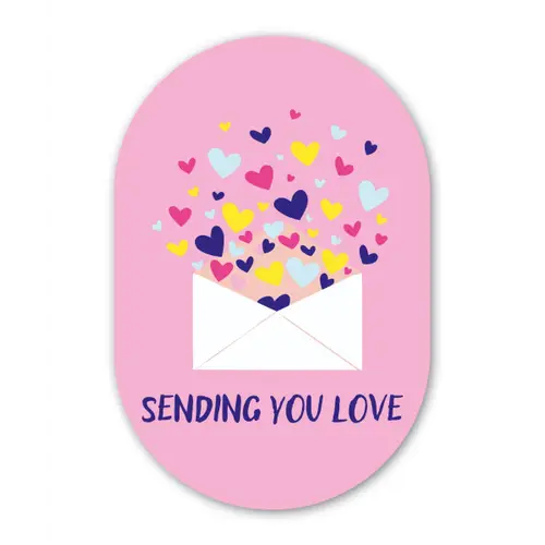 Envelop - Love - Hartjes - Valentijn Wandcirkel Ovaal Glas middel -3d