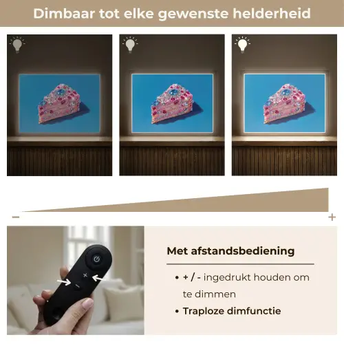 Taart - Edelstenen - Glitters - Roze Light Box met batterij (Wandlamp) middel -USP_dimbaarNL