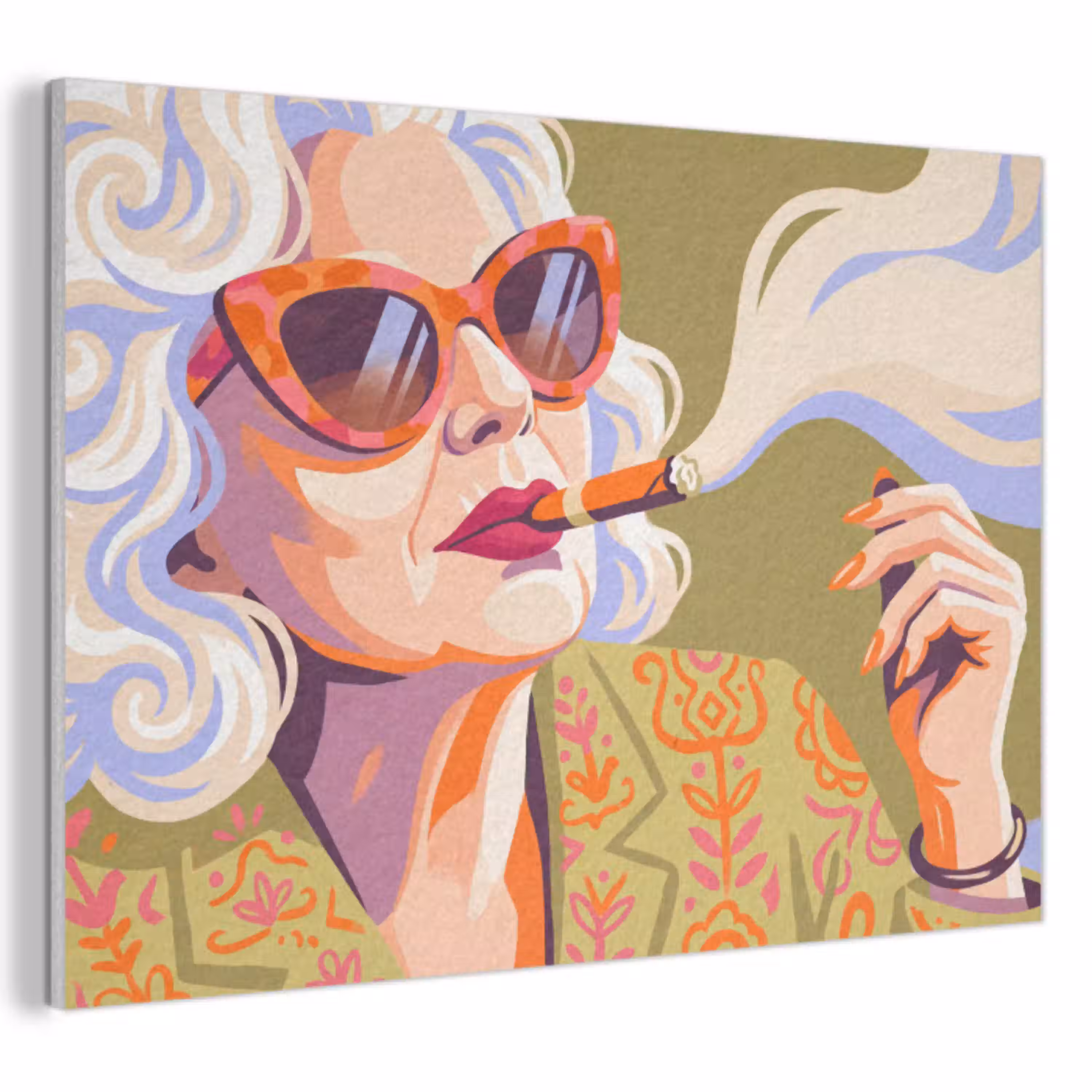 Vrouw - Zonnebril - Portret - Modern - Kleurrijk PET vilt klein -3d