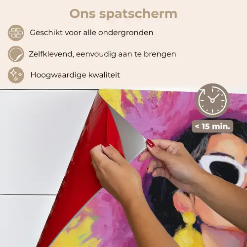 Vrouw - Hoed - Paars - Wijn keuken achterwand spatscherm klein -spatscherm_NL