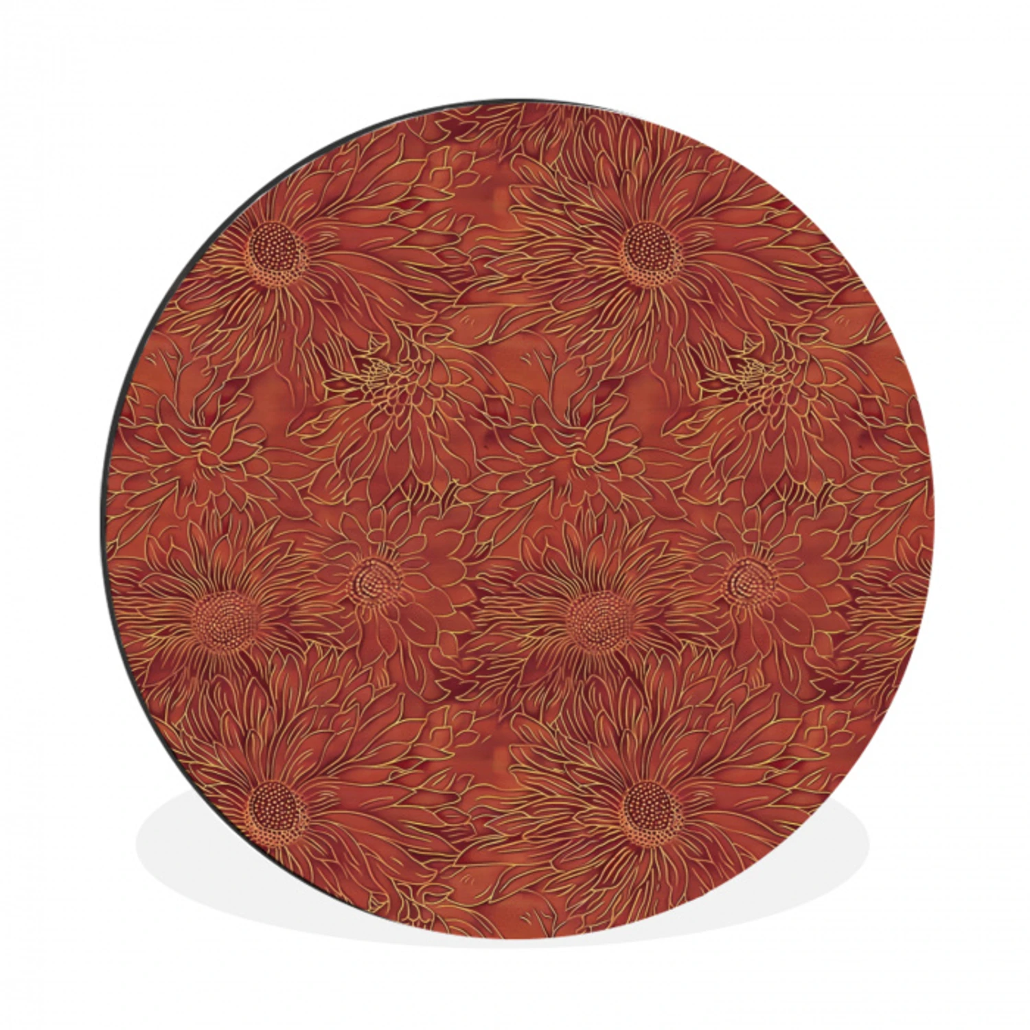Oosters - Bloemen - Terracotta Wandcirkel aluminium klein 190 -3d