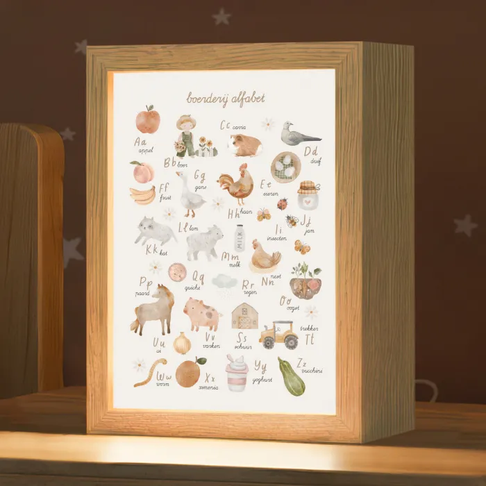 Alfabet - Boerderij - Educatief - Letters leren voor kinderen - Dieren Light Box met kabel klein -zzz_3d_website