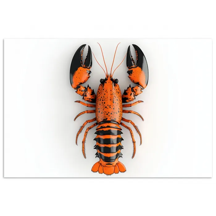 Kreeft - Zwart - Oranje - Wit - Uniek poster papier klein -3d