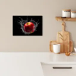 Appel - Rood - Water - Zwart - Fruit KitchenYeah - Keuken - Canvas klein -sfeer1