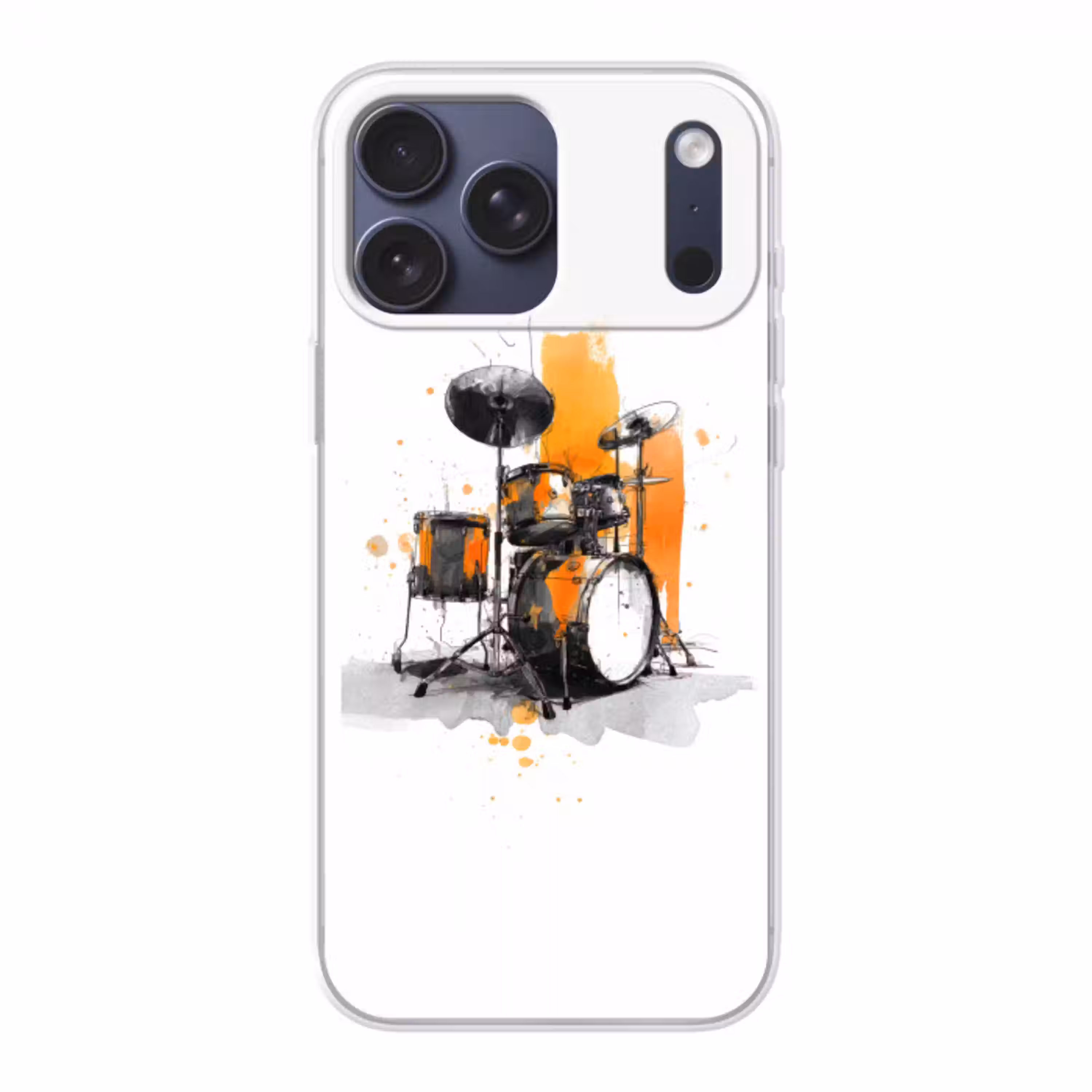 Drumstel - Oranje - Zwart - Aquarelverf Telefoonhoesje iPhone 17 Pro Max klein -3d
