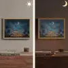 Sterrenhemel - Maan - Palmbomen - Moskee Light Box met batterij (Wandlamp) middel -sfeer3