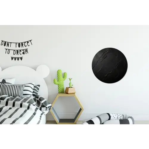 Zwart - Steen - Beton Wandcirkel aluminium klein -kinderkamer