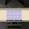 Blauw - Patroon - Beige - Abstract keuken achterwand spatscherm klein 900 -sfeer1