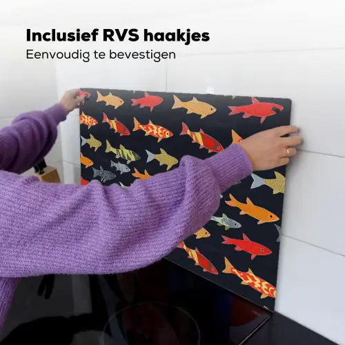 Vissen - Patroon - Kleurrijk Inductie beschemer met haakjes klein 777 -ky-ophangen-nl