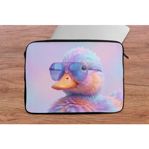 Eend - bril - Pastel laptophoes neopreen klein -tafel