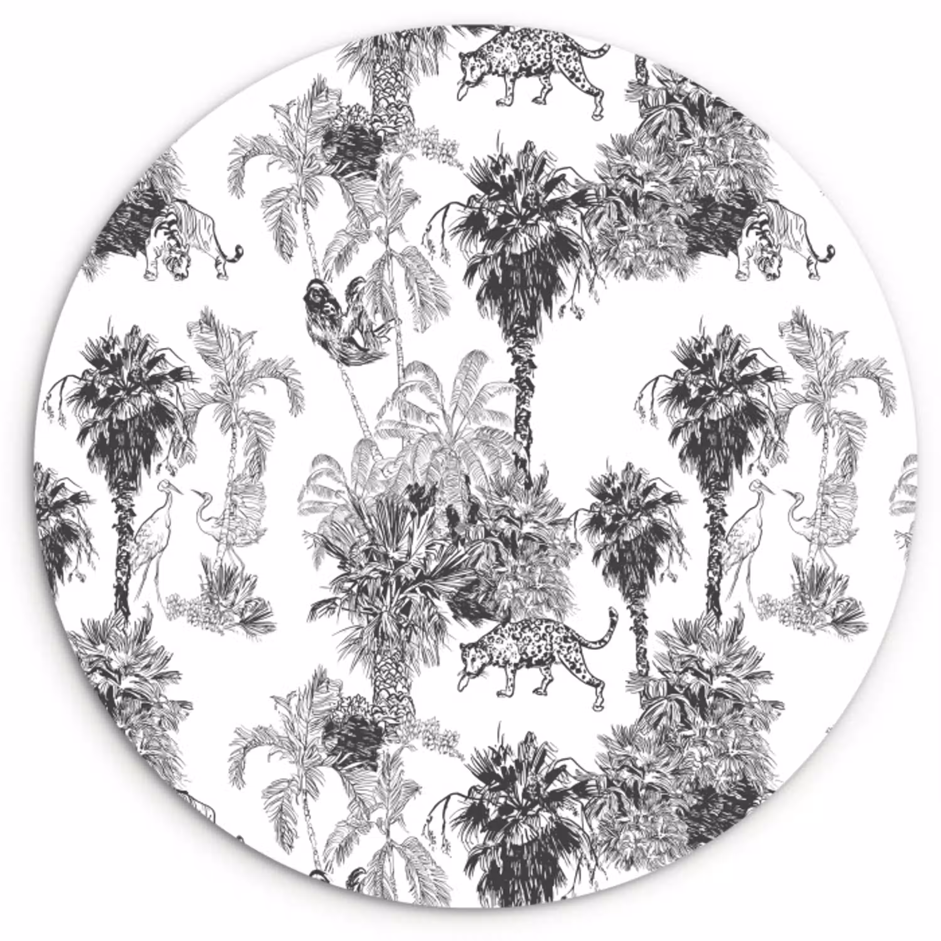 Jungle - Dieren - Grijs Wandcirkel plexiglas klein 852 -3d