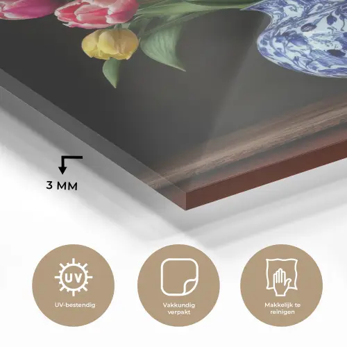 Tulpen - Kleuren - Hout - Vaas plexiglas 5mm klein -sfeer2