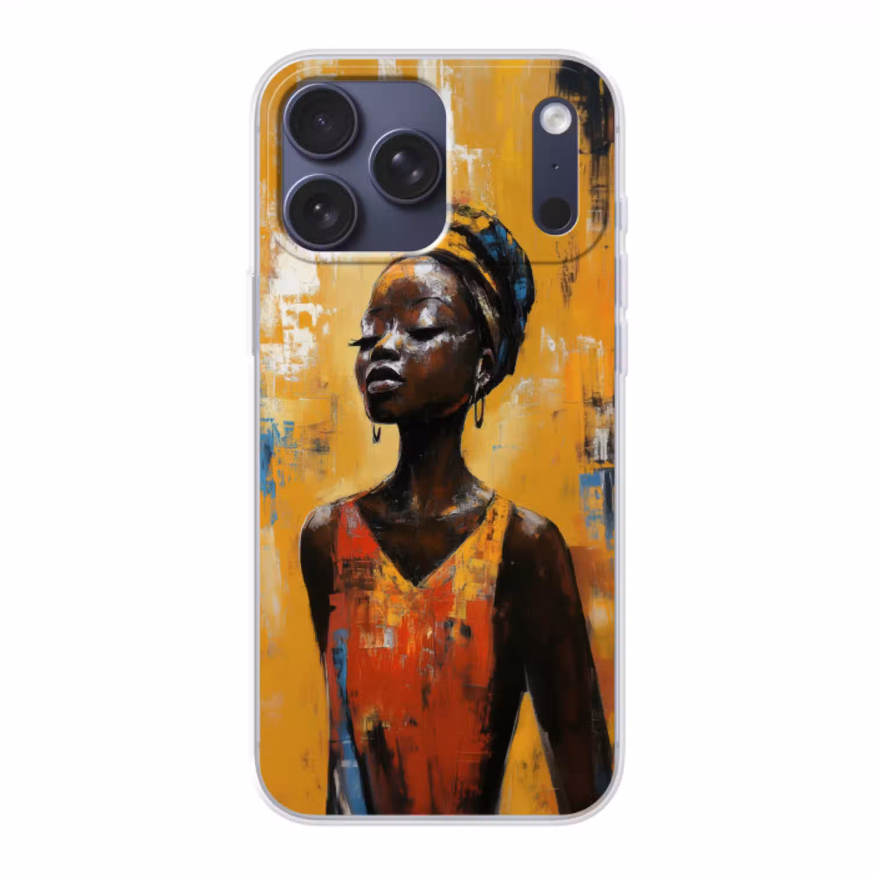 Vrouw - Ogen - Penseelstreken - Geel Telefoonhoesje iPhone 17 Pro Max klein -3d