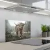 Schotse Hooglander - Bos - Mist - Koe - Dieren - Natuur keuken achterwand spatscherm klein -3d_schuin