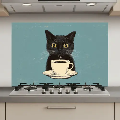 Kat - Zwart - Koffie - Minimalistisch keuken achterwand spatscherm klein -3d_website