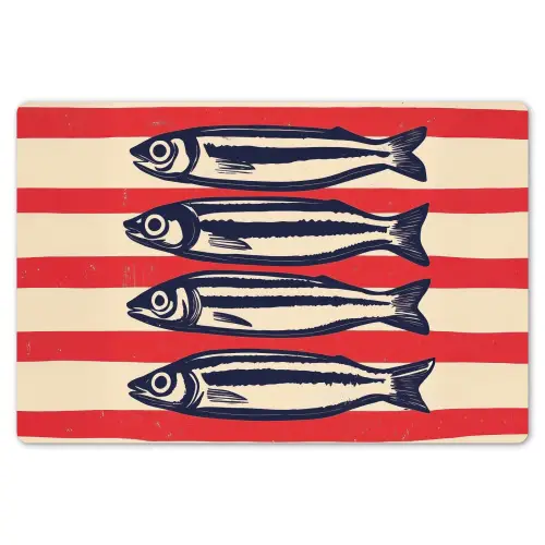 Sardines - Rood en beige strepen Placemat vinyl groot -zzsfeer1_Kitchenyeah-website