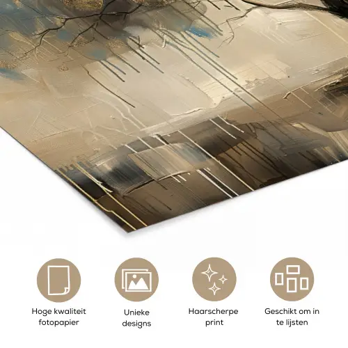 Beige - Abstract - Boom - Goud poster papier klein -closeup_NL