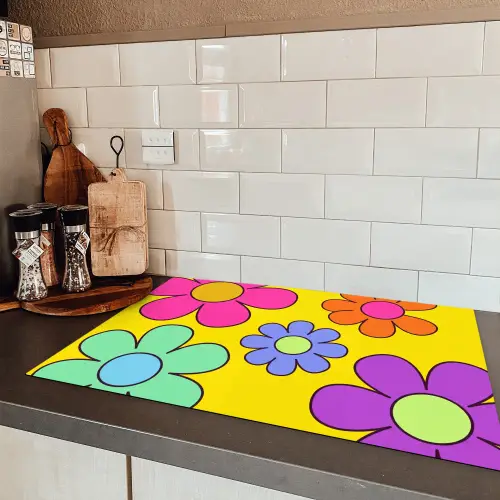 Bloemen - Illustratie - Kleurrijk Inductie beschermer vinyl 3mm klein -sfeer3