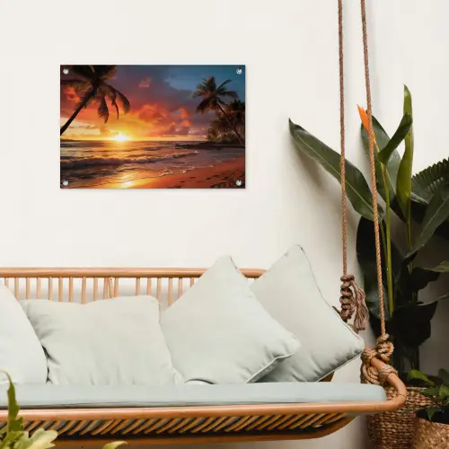 Avondrood aan Zee tuinposter los doek klein -sfeer7