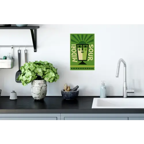 Grafisch - Art - Cocktail - Groen Muursticker klein -keuken